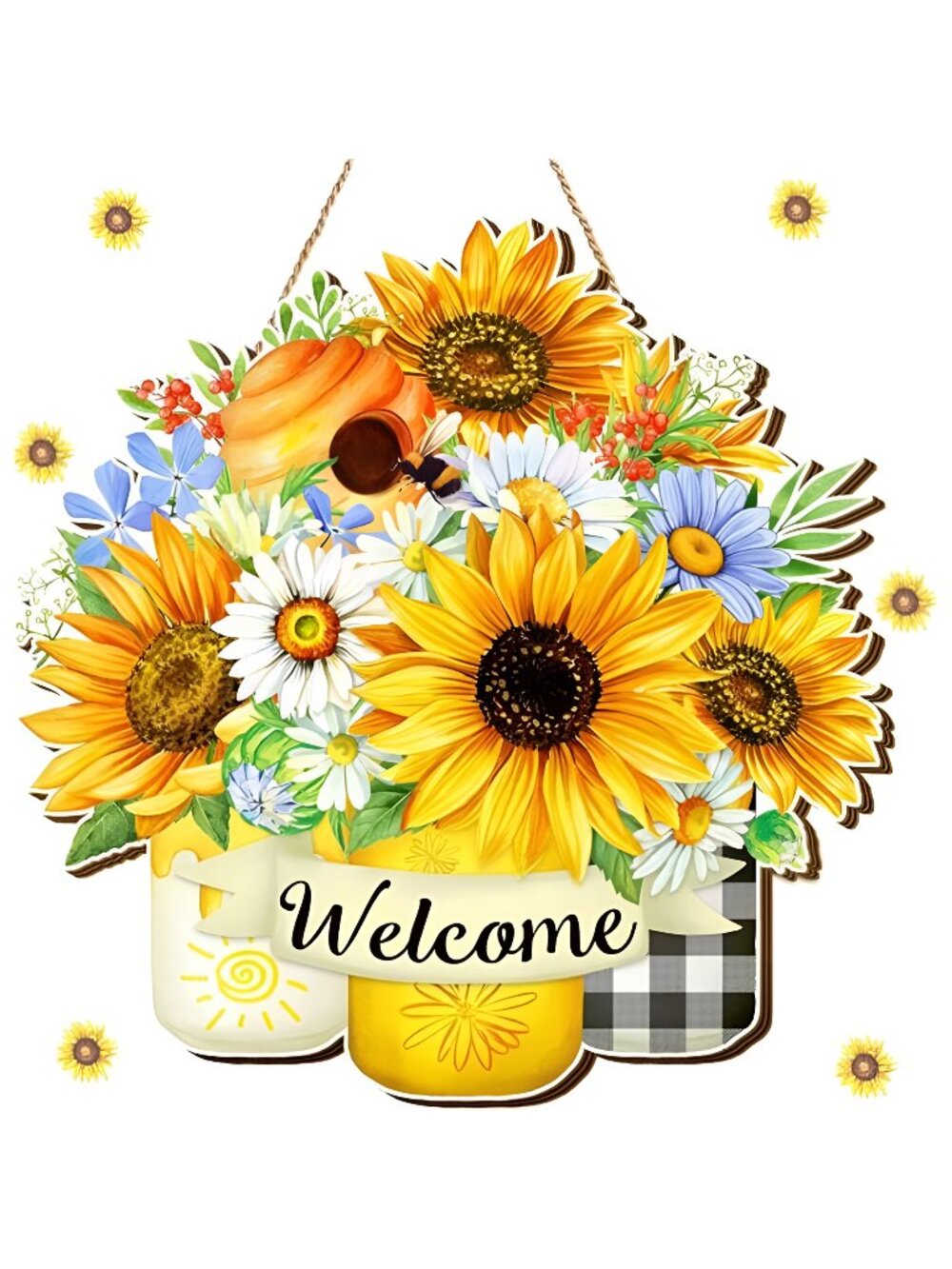 Sunflower Welcome Sign Sunflower Front Porch Decor Farmhouse Summer Decor